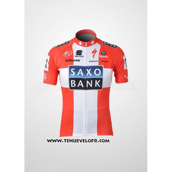 2010 Maillot Ciclismo Saxo Bank Champion Danemark Manches Courtes et Cuissard